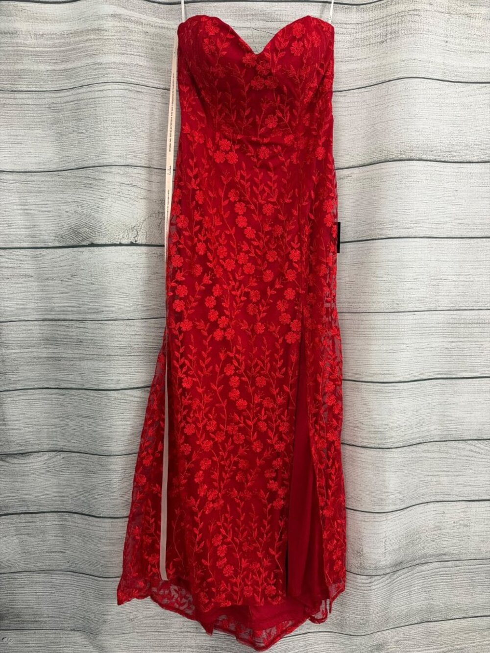 NWT Lulus Romantic Beauty Floral Embroidered Strapless Maxi Dress Size XL
